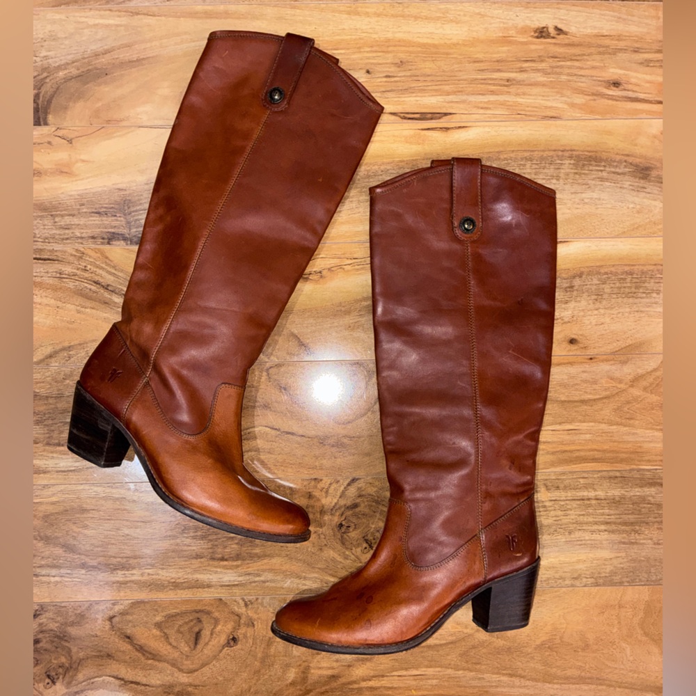 Frye Women's Jackie Button Tall Leather Riding Boots, conic - size 10
